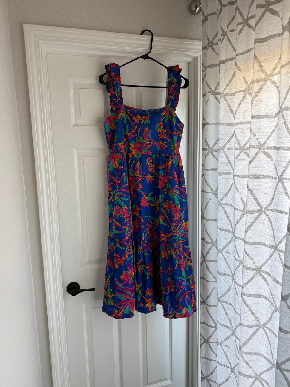 J. Crew Blue Floral Sundress with Ruffle Straps